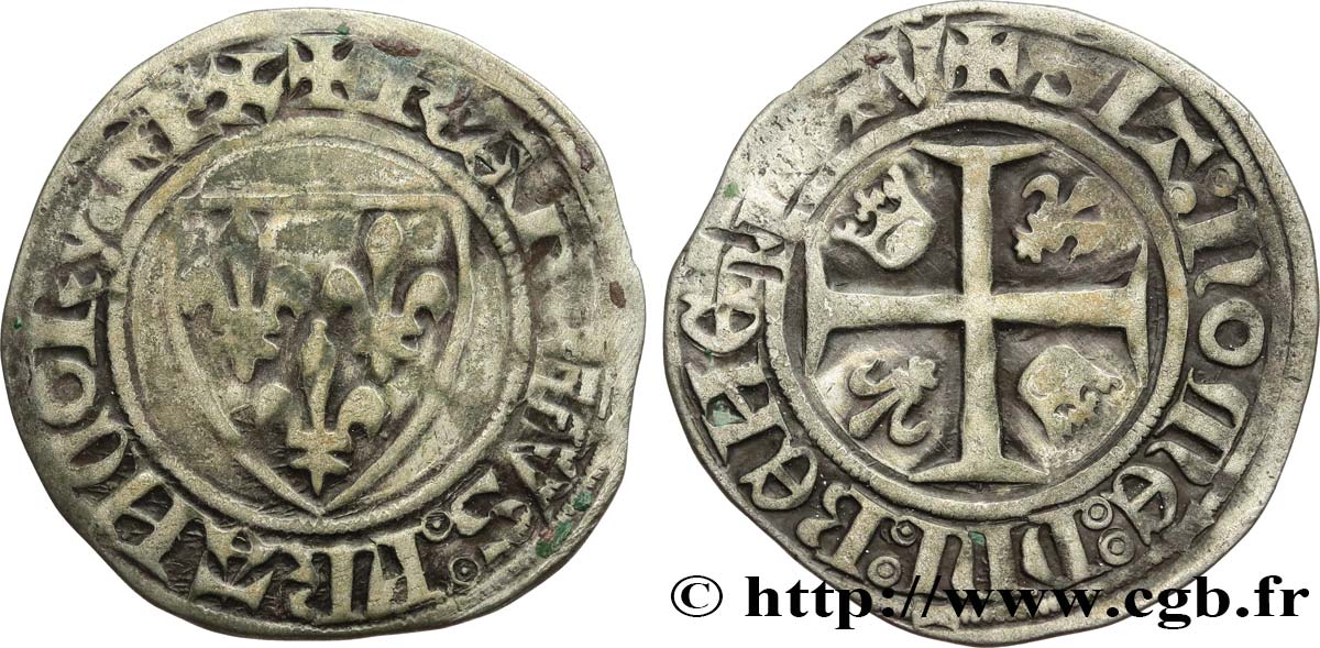 CHARLES VI  THE MAD  OR  THE WELL-BELOVED  Blanc dit  guénar  n.d. Rouen fSS/SS