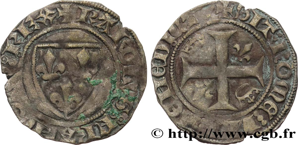 CHARLES VI LE FOU OU LE BIEN AIMÉ Blanc dit  guénar  n.d. Tournai TB