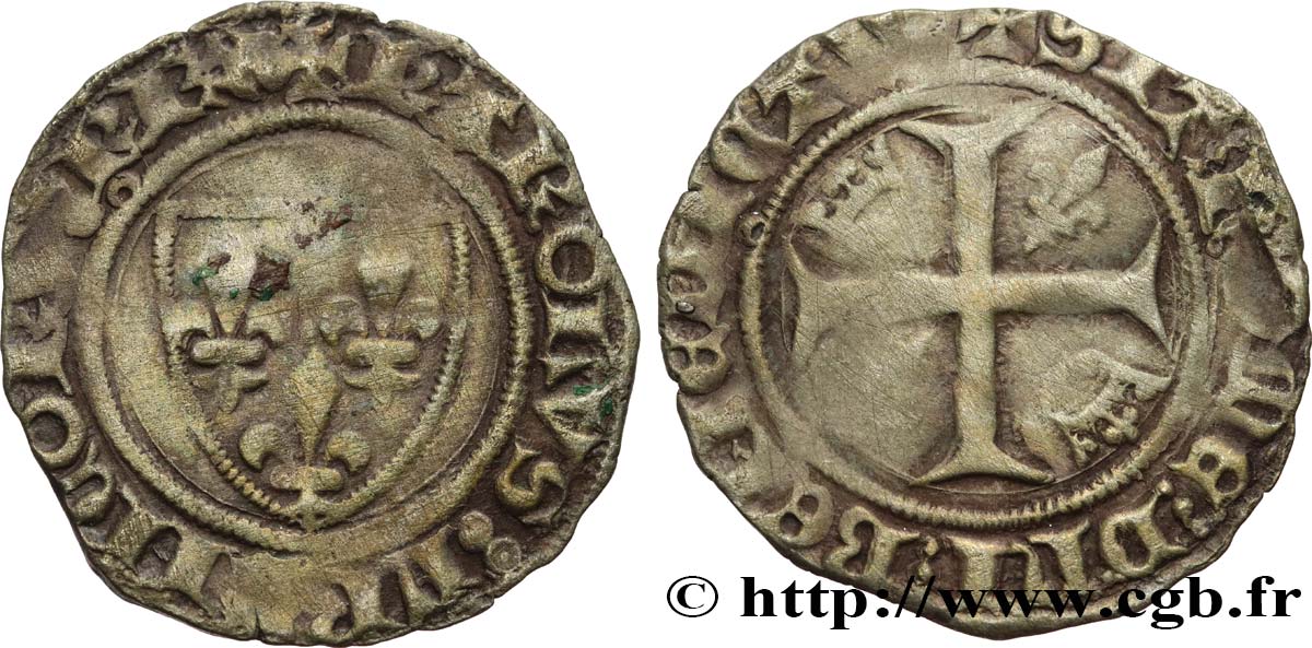 CHARLES VI LE FOU OU LE BIEN AIMÉ Blanc dit &nbsp;guénar&nbsp; n.d. Tournai TB+