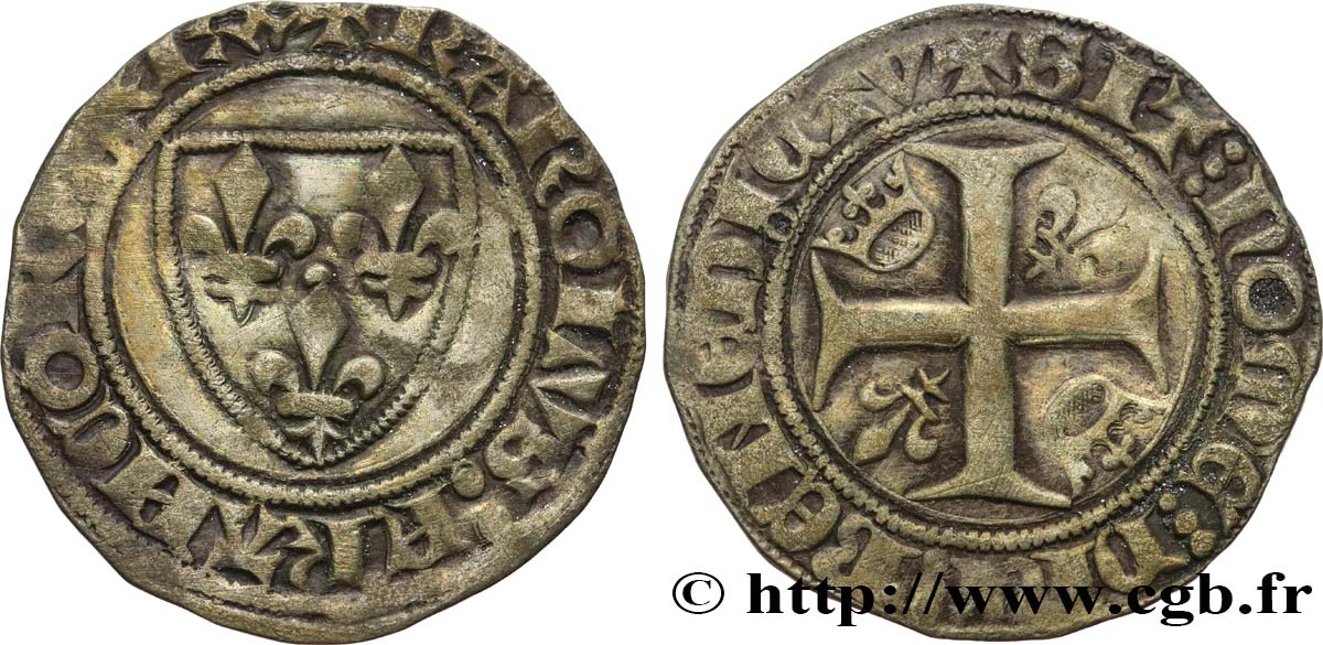 CHARLES VI LE FOU OU LE BIEN AIMÉ Blanc dit  guénar  n.d. Tournai TB+