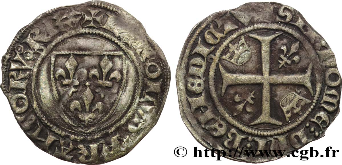 CHARLES VI LE FOU OU LE BIEN AIMÉ Blanc dit  guénar  n.d. Tournai TB+