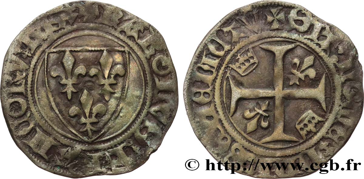 CHARLES VI LE FOU OU LE BIEN AIMÉ Blanc dit  guénar  n.d. Sainte-Menehould ou Châlons-en-Champagne TTB