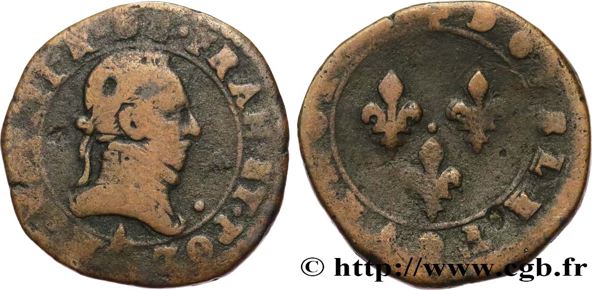 LIGUE. COINAGE AT THE NAME OF HENRY III Double tournois n.d. Paris VF