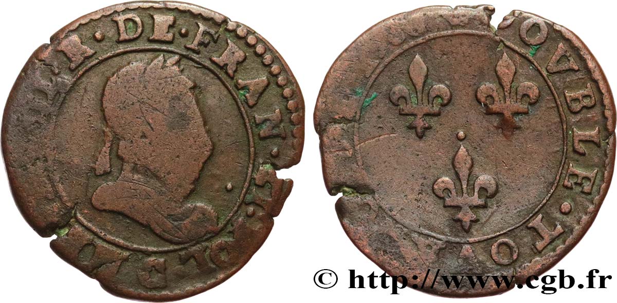 HENRI III Double tournois, type de Saint-Lô 158[?] Saint-Lô TB