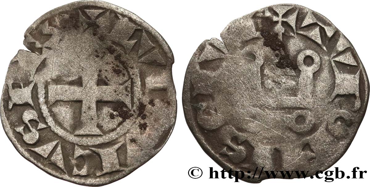 LOUIS VIII LE LION ET PREMIÈRE PARTIE DU RÈGNE DE LOUIS IX Denier tournois n.d. s.l. TB