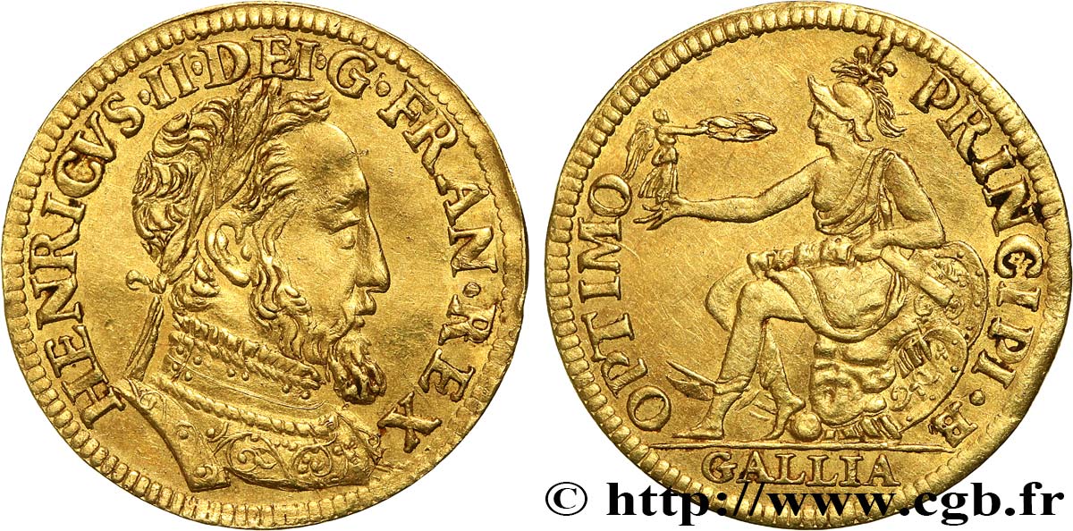 HENRY II Demi-henri d or à la Gallia n.d. Paris EBC