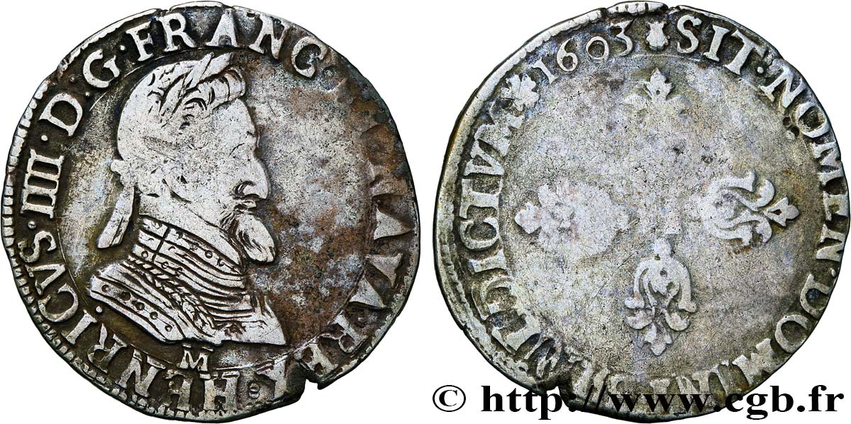 HENRY IV Demi-franc 1603 Toulouse q.BB