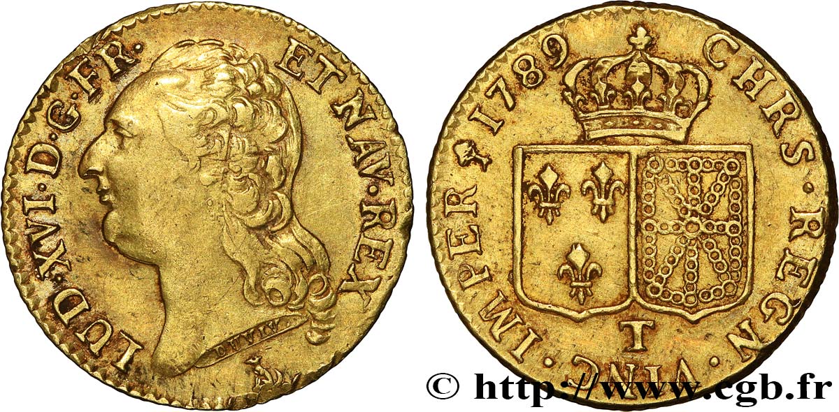 LOUIS XVI Louis d or aux écus accolés 1789 Nantes TB+/TTB