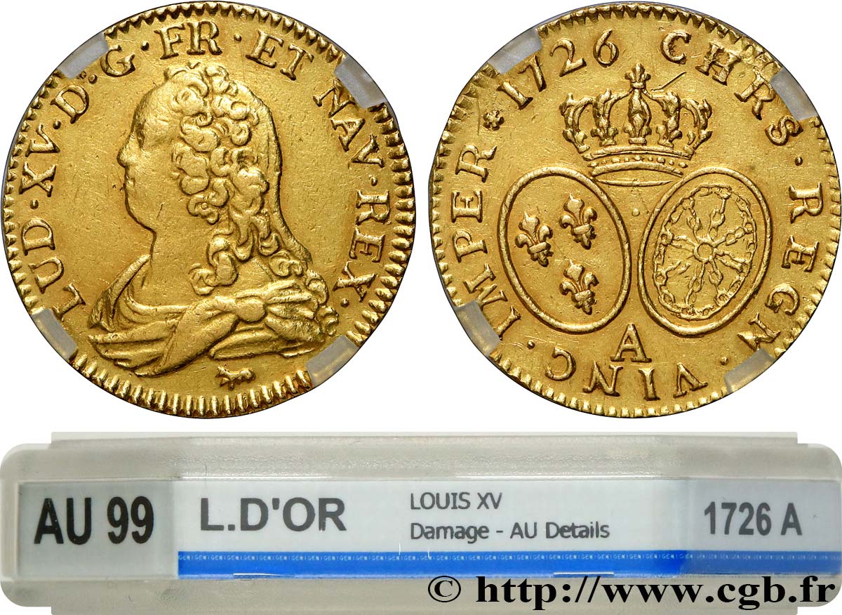 LOUIS XV DIT LE BIEN AIMÉ Louis d or aux écus ovales, buste habillé 1726 Paris SUP
