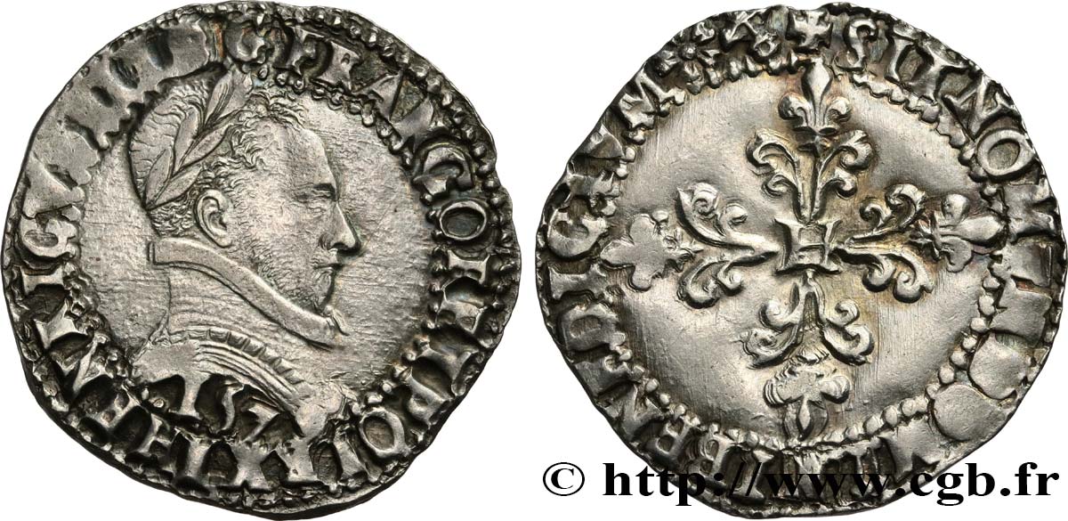 HENRI III Demi-franc au col plat 1579 Bayonne TTB+