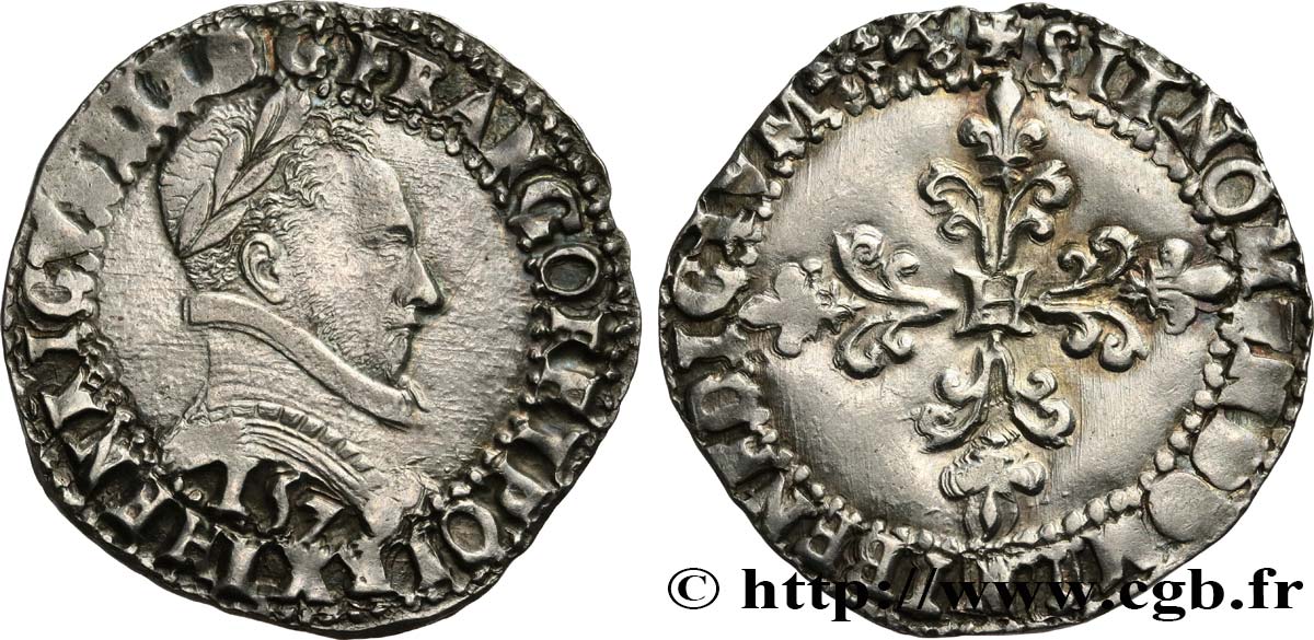 HENRY III Demi-franc au col plat 1579 Bayonne AU