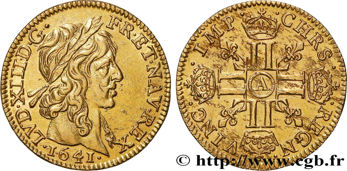 LOUIS XIII Demi-louis d or à la mèche longue 1641 Paris AU