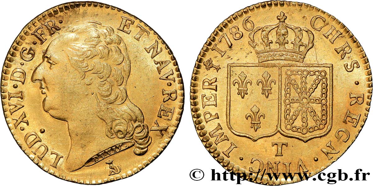LOUIS XVI Louis d or aux écus accolés 1786 Nantes MS/FDC