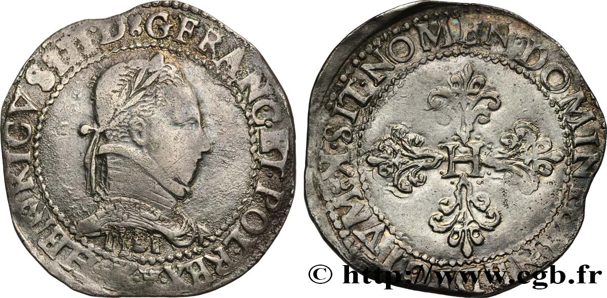 HENRI III Franc au col plat 1581 Bordeaux TTB