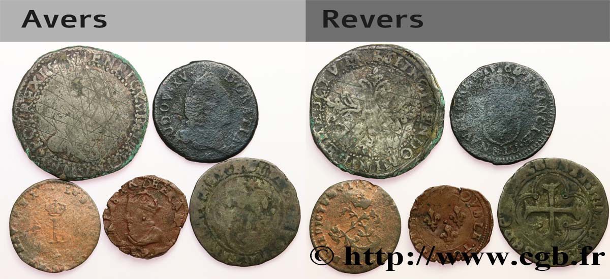 LOTS Lot de cinq monnaies royales n.d. Ateliers divers fS/S