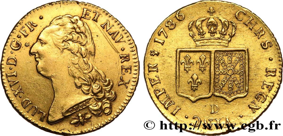 LOUIS XVI Double louis d’or aux écus accolés 1786 Lyon fVZ