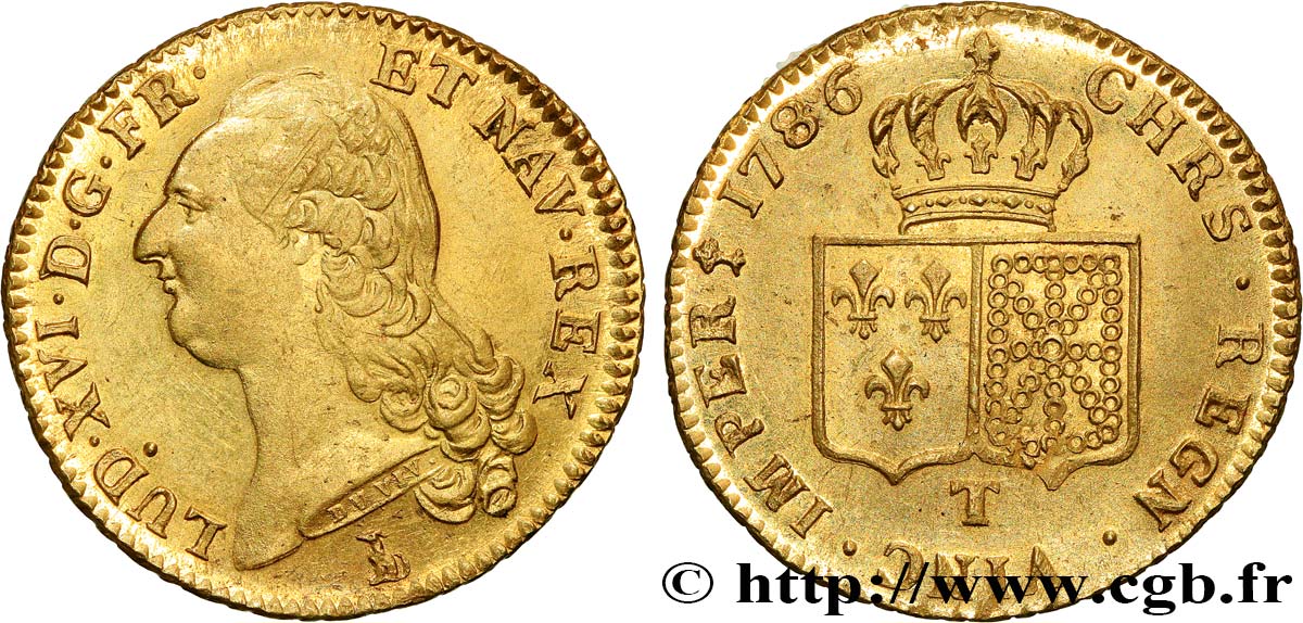 LOUIS XVI Double louis d’or aux écus accolés 1786 Nantes SPL