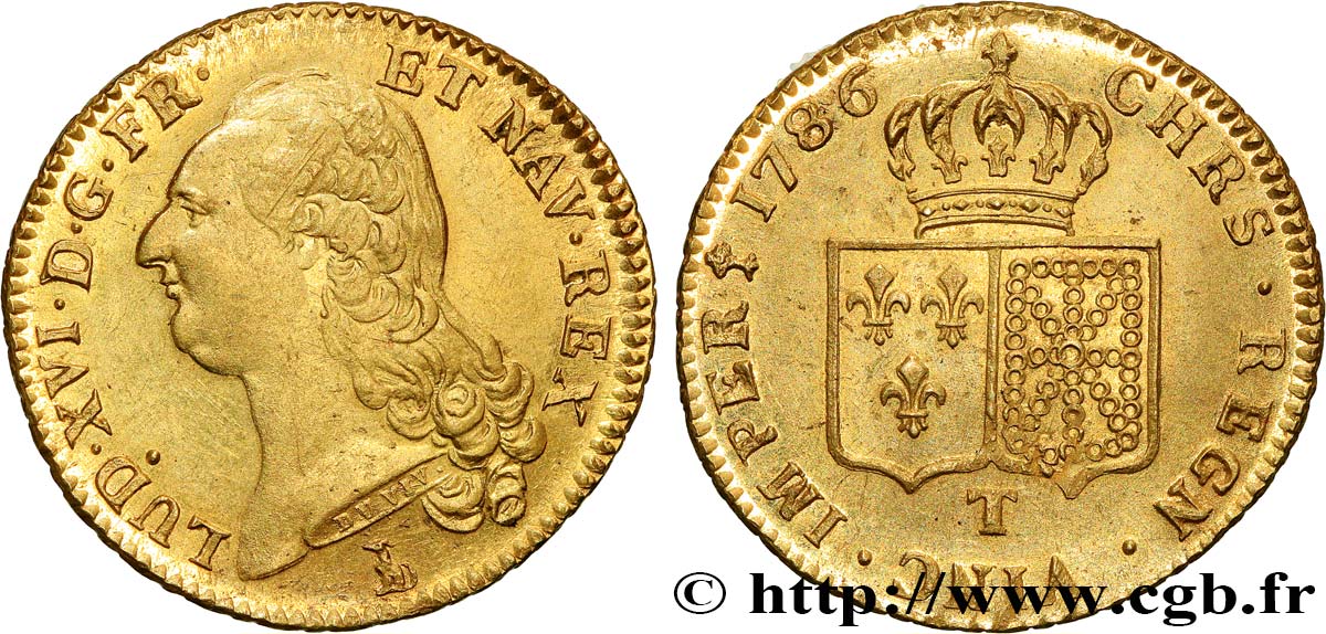 LOUIS XVI Double louis d’or aux écus accolés 1786 Nantes VZ