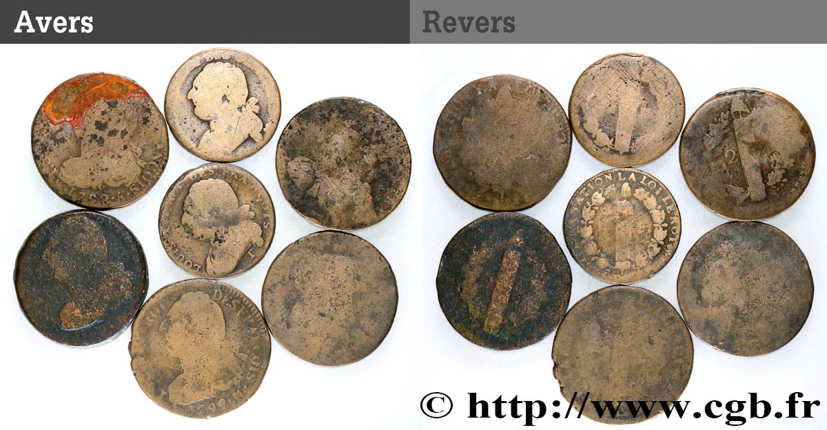 LOTTE Lot de sept monnaies de la Révolution française n.d. s.l. B
