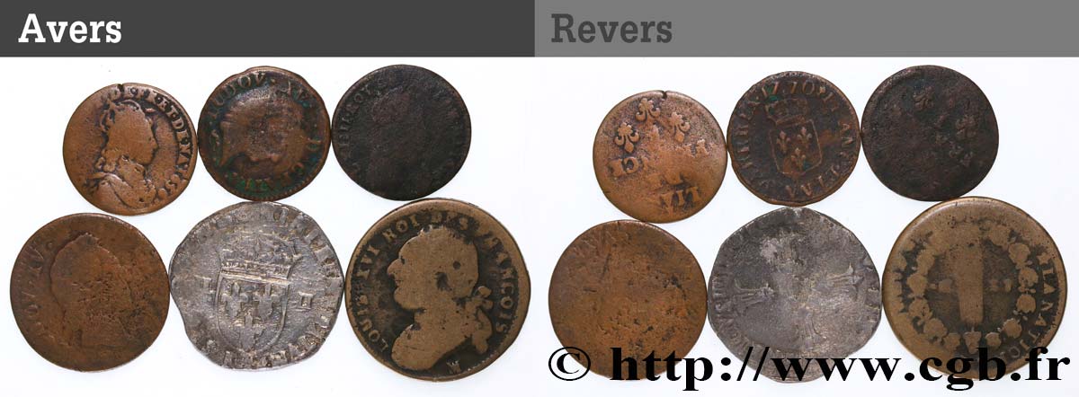 LOTTE Lot de six monnaies royales n.d. Ateliers divers lotto