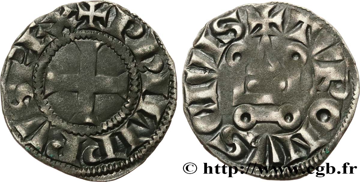PHILIPPE III LE HARDI ET PHILIPPE IV LE BEL - MONNAYAGE COMMUN (à partir de 1280) Denier tournois à l O rond n.d. s.l. TTB+