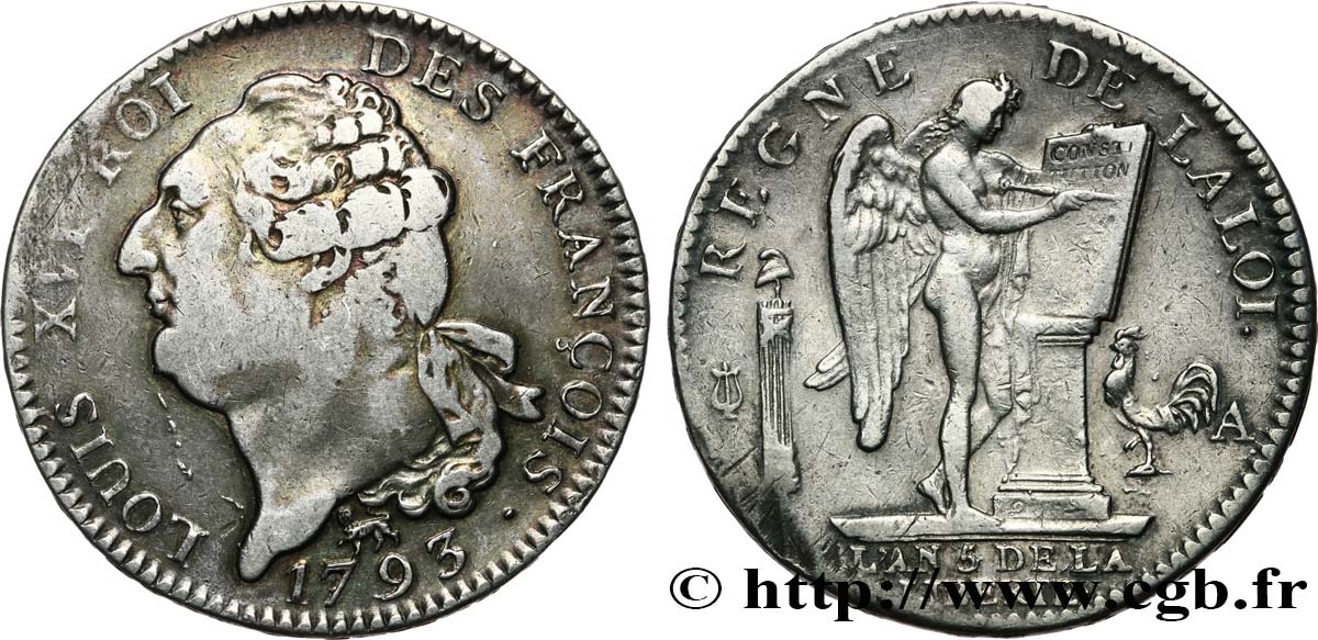 LA CONVENTION Écu dit  au génie , légende FRANÇOIS 1793 Paris TB+