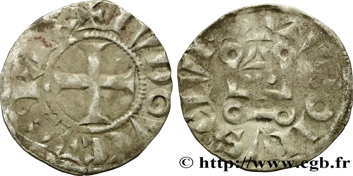 LOUIS VIII LE LION ET PREMIÈRE PARTIE DU RÈGNE DE LOUIS IX Denier tournois c.1223-1245  TB+