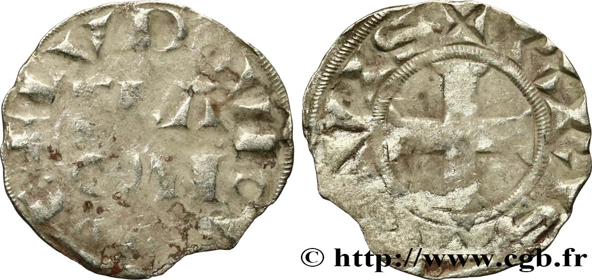 LOUIS VII LE JEUNE Denier parisis, 4e type n.d. Paris B+