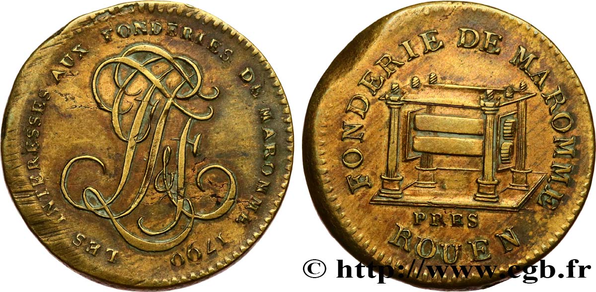 CONFIANCE (MONNAIES DE...) Monnaie de confiance, fonderie de Maromme 1790  TTB+