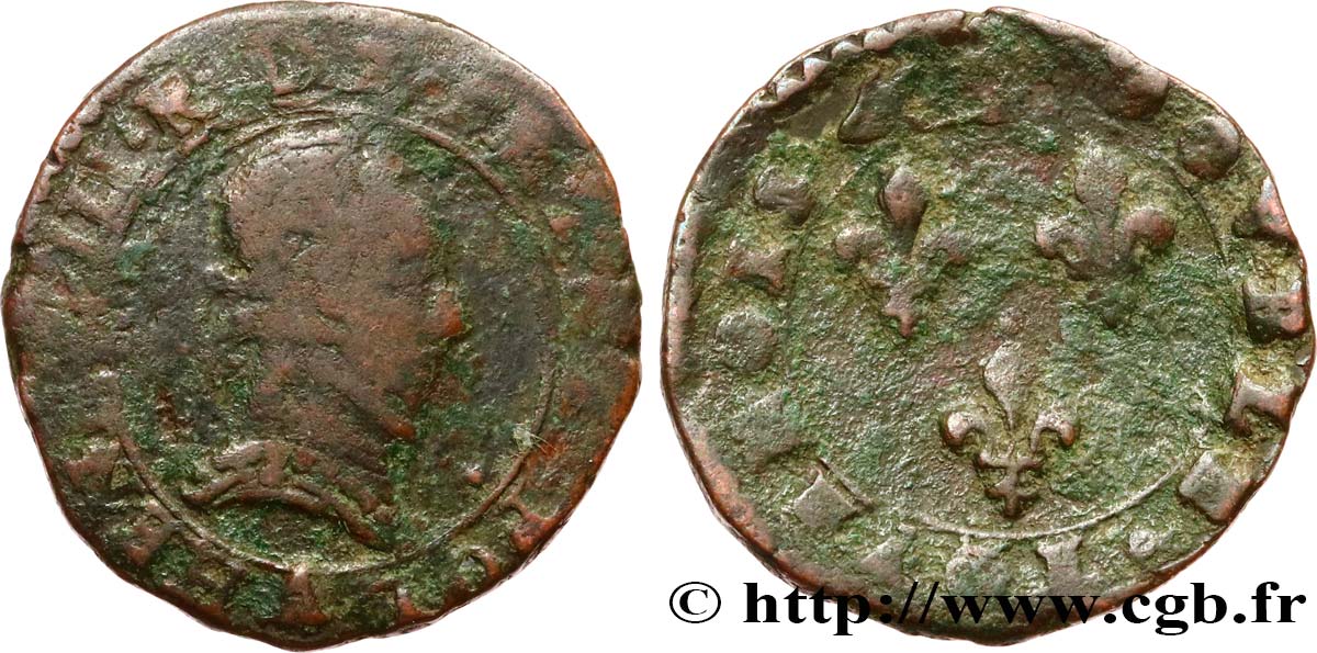 LIGUE. COINAGE AT THE NAME OF HENRY III Double tournois n.d. Paris q.MB