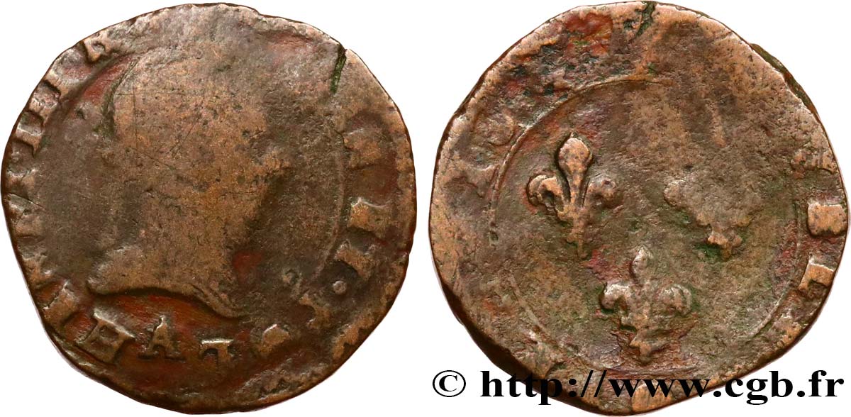 LIGUE. COINAGE AT THE NAME OF HENRY III Double tournois n.d. Paris q.MB