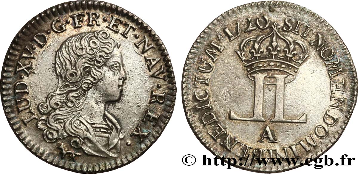 LOUIS XV  THE WELL-BELOVED  Livre d argent dite  de la Compagnie des Indes  1720 Paris EBC