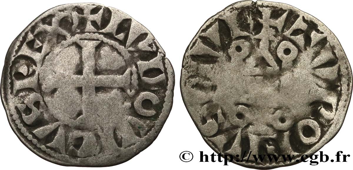 LOUIS VIII  THE LION  AND LOUIS IX  SAINT LOUIS  Denier tournois c.1223-1245  VF