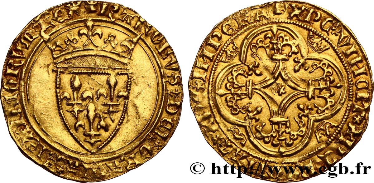 CHARLES VI LE FOU ou LE BIEN AIMÉ / THE BELOVED or THE MAD Écu d or à la couronne n.d.  AU