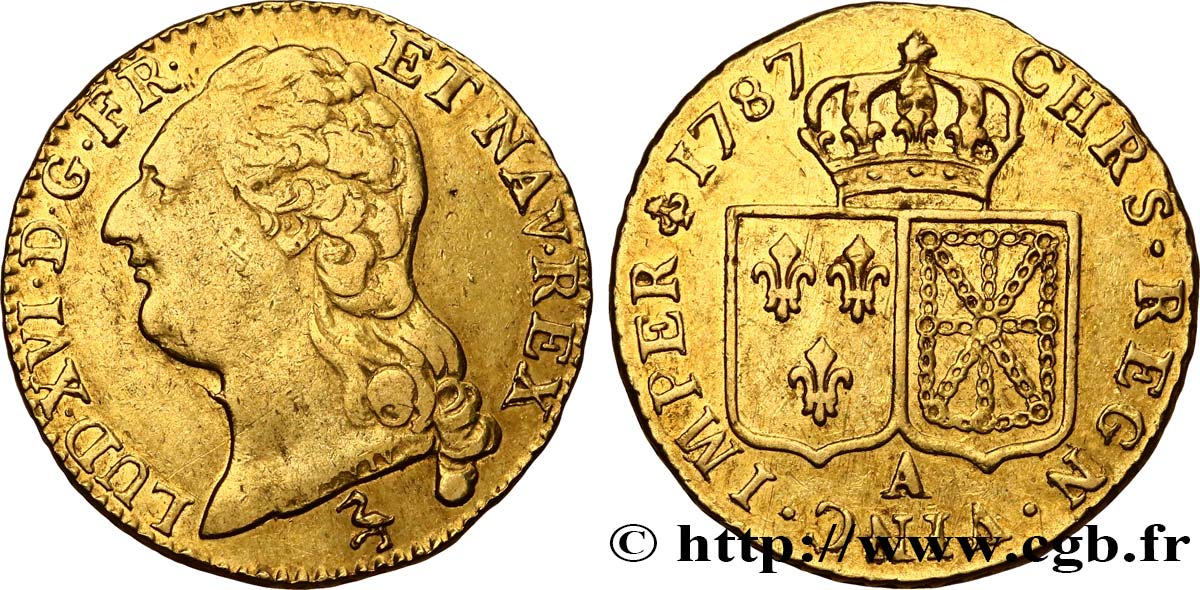 LOUIS XVI Louis d or aux écus accolés 1787 Paris BC+/MBC