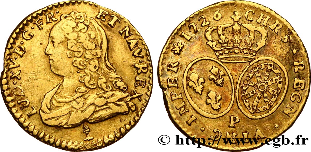 LOUIS XV DIT LE BIEN AIMÉ Demi-louis d or aux écus ovales, buste habillé 1726 Dijon TTB