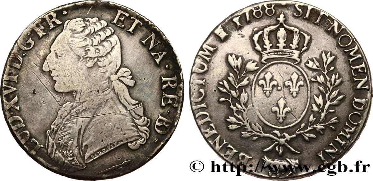 LOUIS XVI Écu aux branches d&nbsp;olivier 1788 Pau BC+