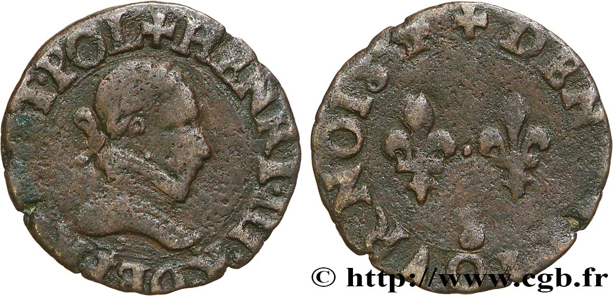 HENRY III Denier tournois, type de Troyes n.d. Troyes q.BB