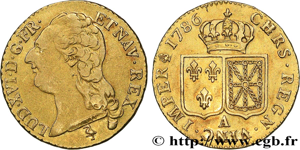 LOUIS XVI Louis d or aux écus accolés 1786 Paris TTB