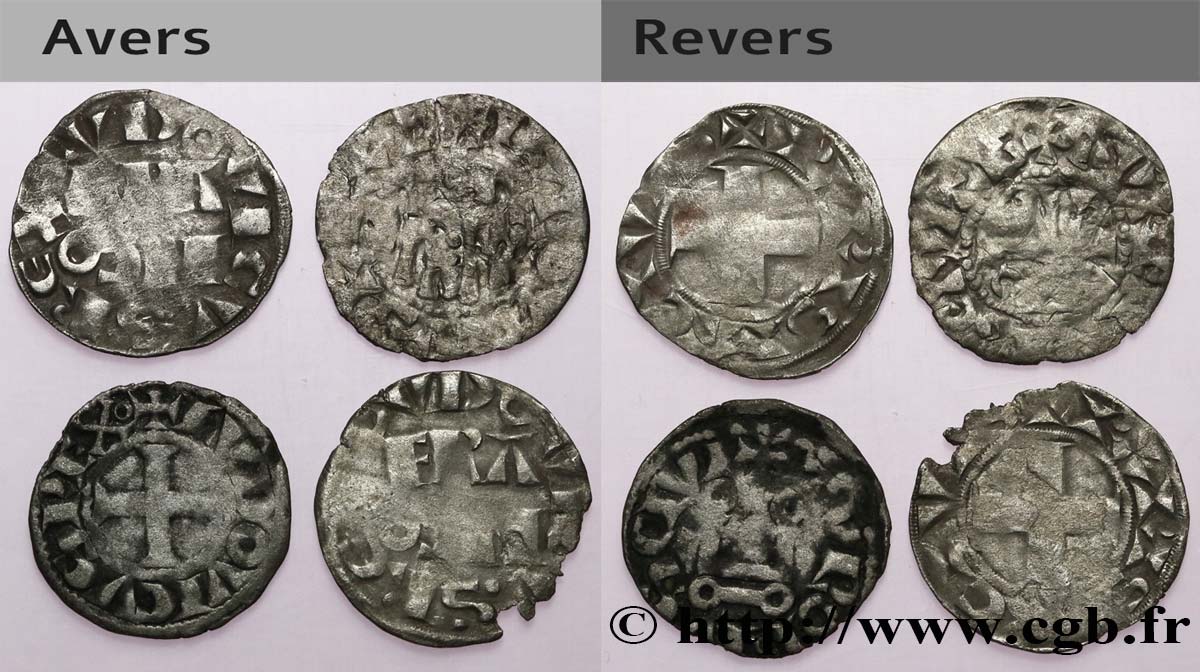 LOUIS VIII  THE LION  AND LOUIS IX  SAINT LOUIS  Lot de quatre monnaies royales n.d. Ateliers divers VF