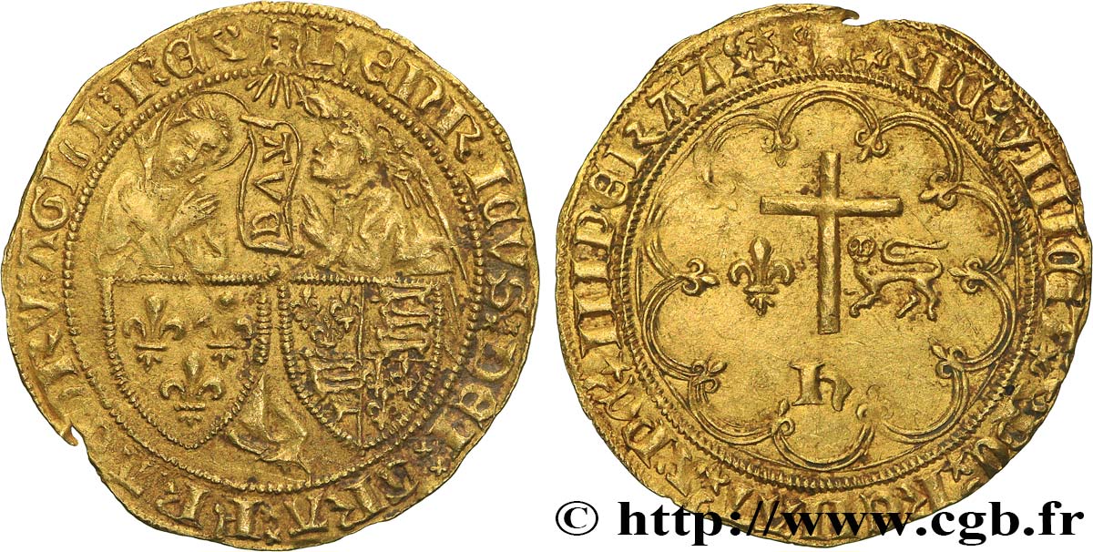 HENRY VI DE LANCASTRE - ROI DE FRANCE (1422-1453) - ROI D ANGLETERRE (1422-1461) et (1470-1471) Salut d or n.d. Dijon TTB+