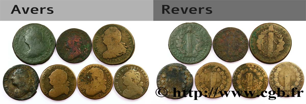 LOTES Lot de sept monnaies de la Révolution française n.d. s.l. RC