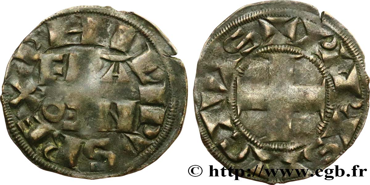 PHILIPPE II DIT  PHILIPPE AUGUSTE  Denier parisis n.d. Paris TB+
