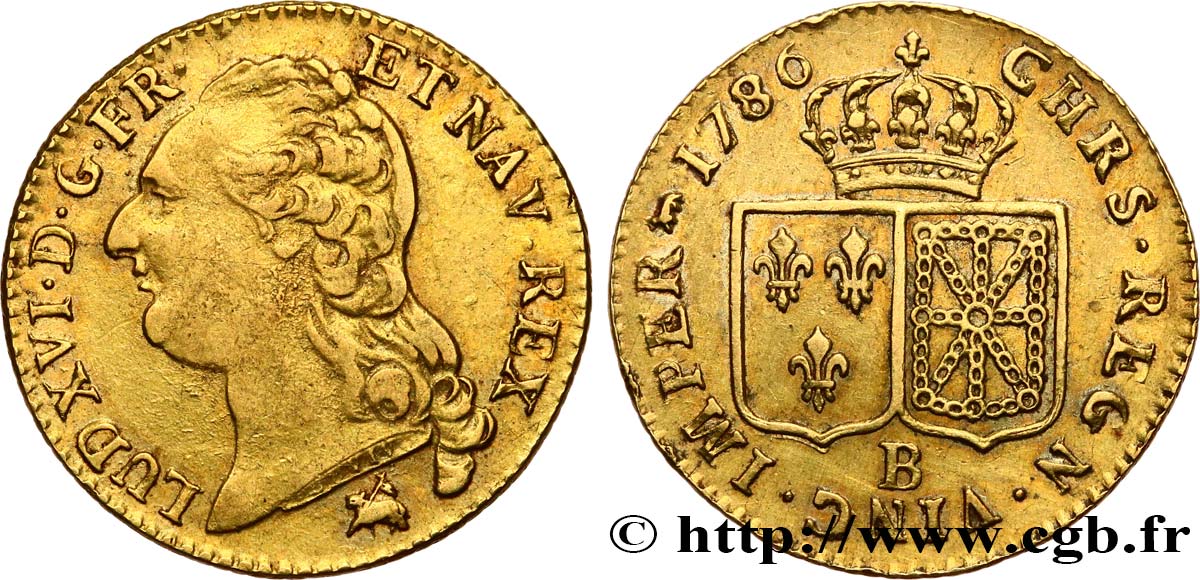 LOUIS XVI Louis d or aux écus accolés 1786 Rouen MBC+