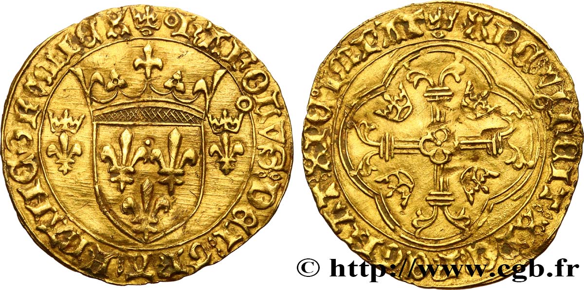 CHARLES VII  THE WELL SERVED  Écu d or à la couronne ou écu neuf 18/05/1450 Toulouse EBC/MBC+