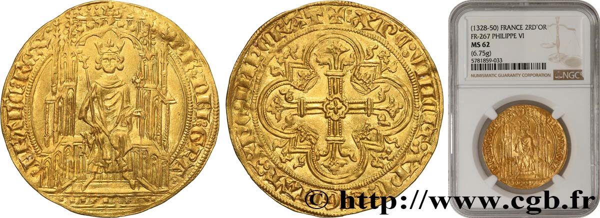 PHILIPP VI OF VALOIS Double d or 06/04/1340  VZ62