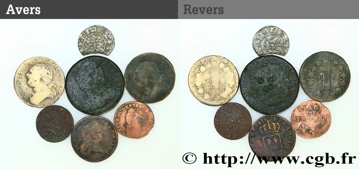 LOTTE Lot de sept monnaies royales et révolutionnaires n.d. Ateliers divers lotto
