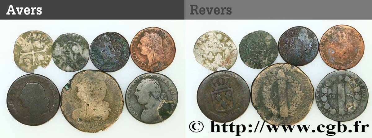 LOTS Lot de sept monnaies royales et révolutionnaires n.d. Ateliers divers lot