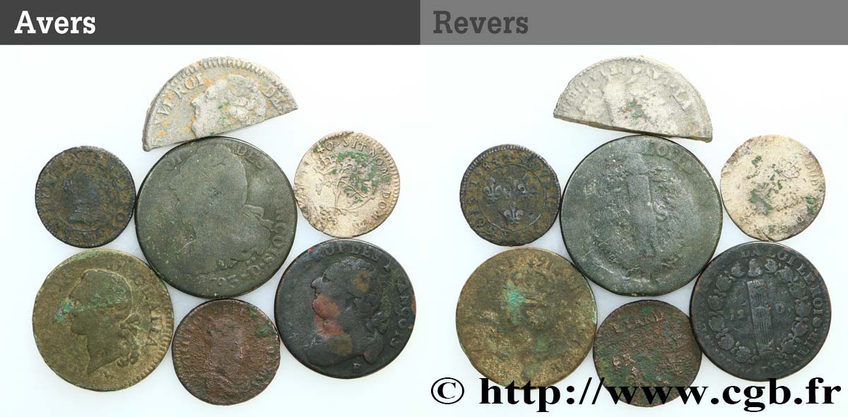 LOTS Lot de sept monnaies royales et révolutionnaires n.d. Ateliers divers lot