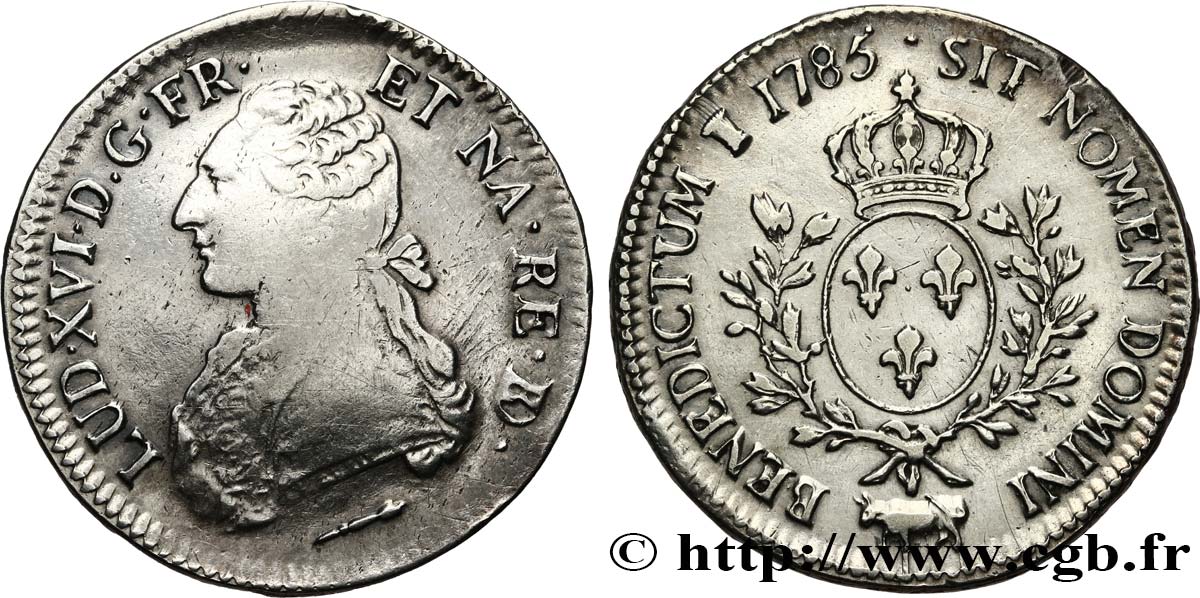 LOUIS XVI Écu aux branches d olivier 1785 Pau TTB